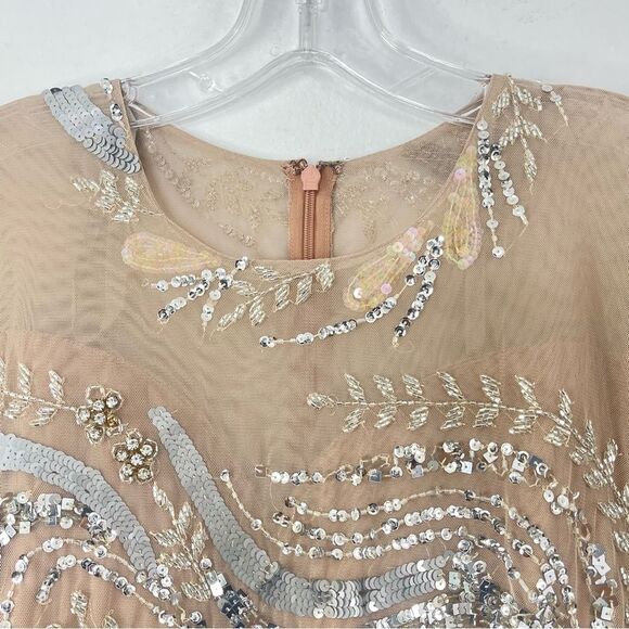 Mac Duggal 5217 Plus Size 14 Embellished Illusion Formal Evening Gown, Nude - Picture 8 of 16